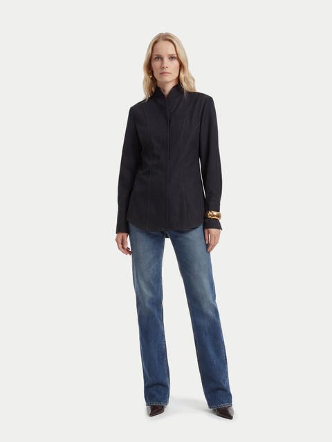 Cashmere Stand-Collar Shirt