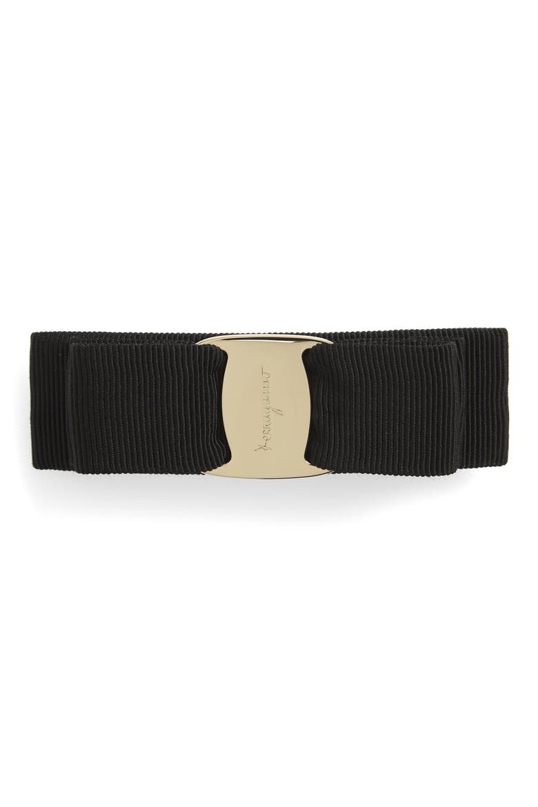 Salvatore Ferragamo Vara Bow Grosgrain Hair Clip, Main, color, NERO/ ORO