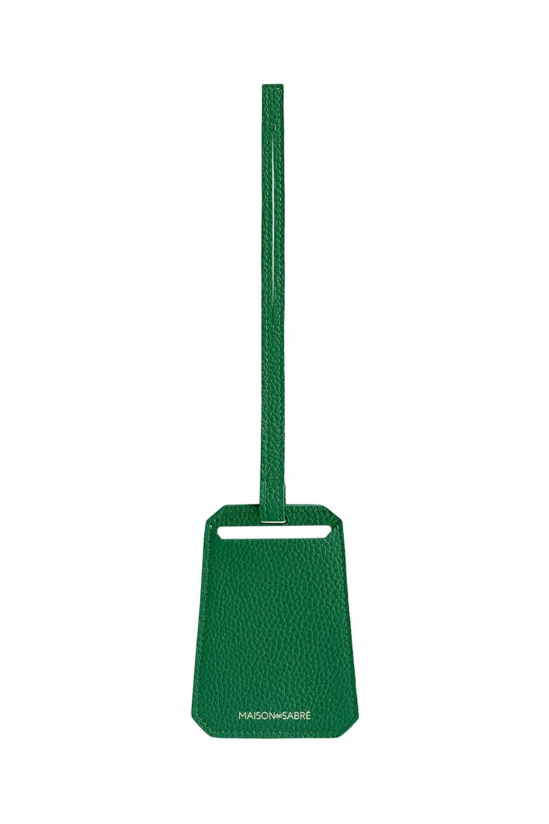 Leather Luggage Tag, Main, color, Emerald Green