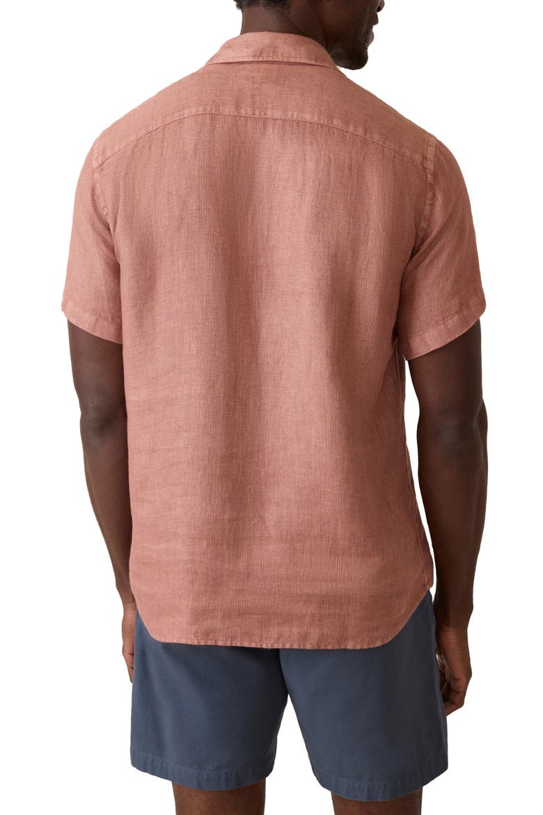 Palma Linen Short Sleeve Button-Up Shirt, Alternate, color, CEDAR ROSE