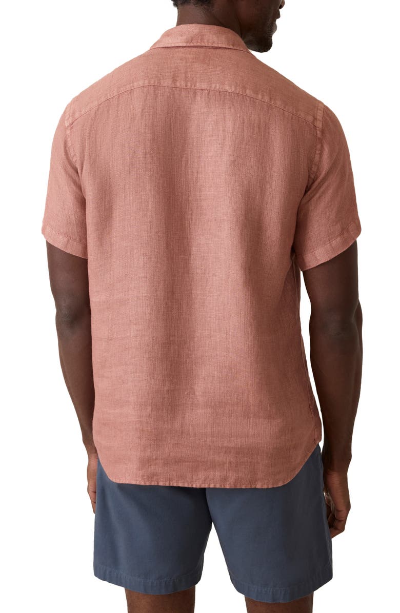 Faherty Palma Linen Short Sleeve Button-Up Shirt, Alternate, color, Cedar Rose