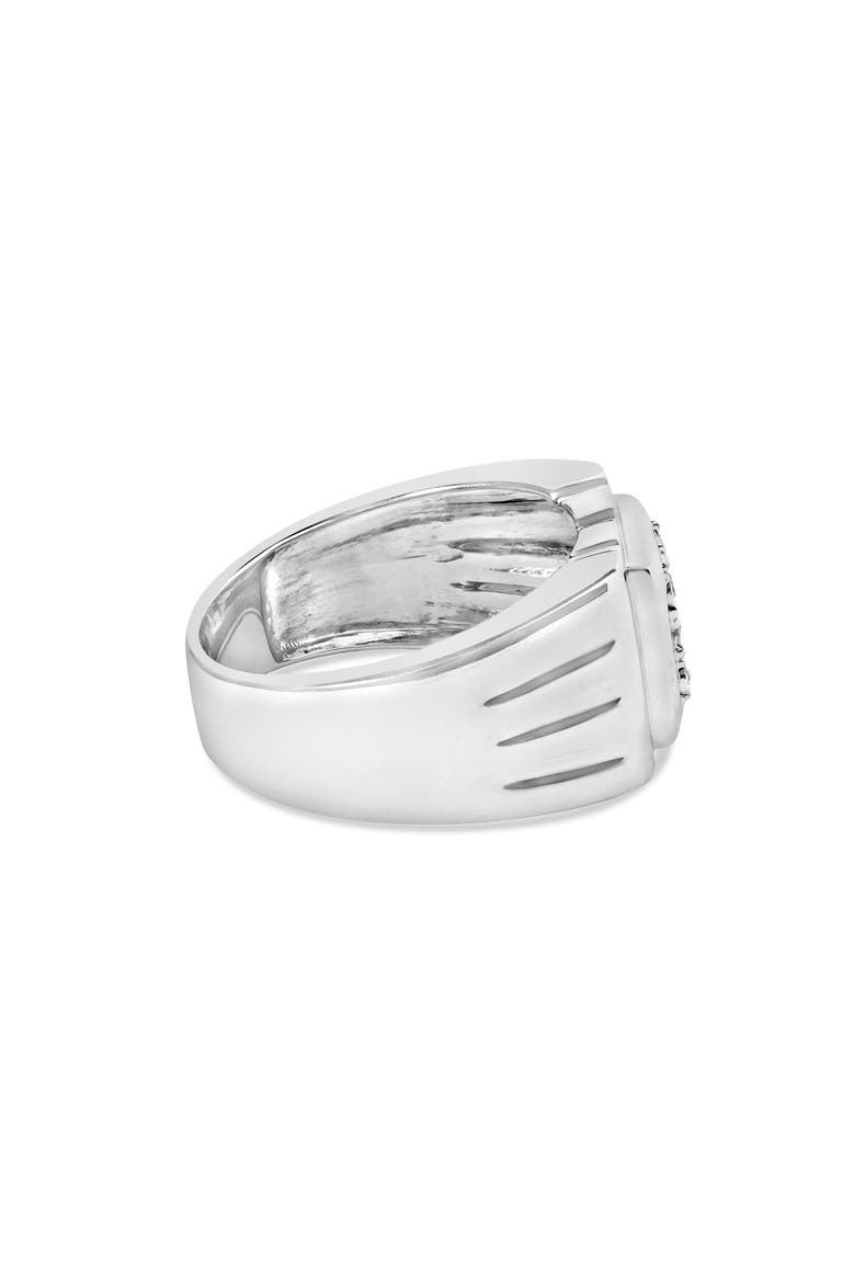 Silver Diamond Accent Ridged Band Gentlemen's Fashion Ring, Alternate, color, Silver