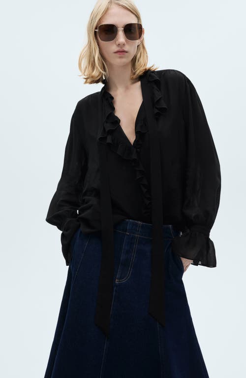 Mango Flared Denim Skirt In Open Blue