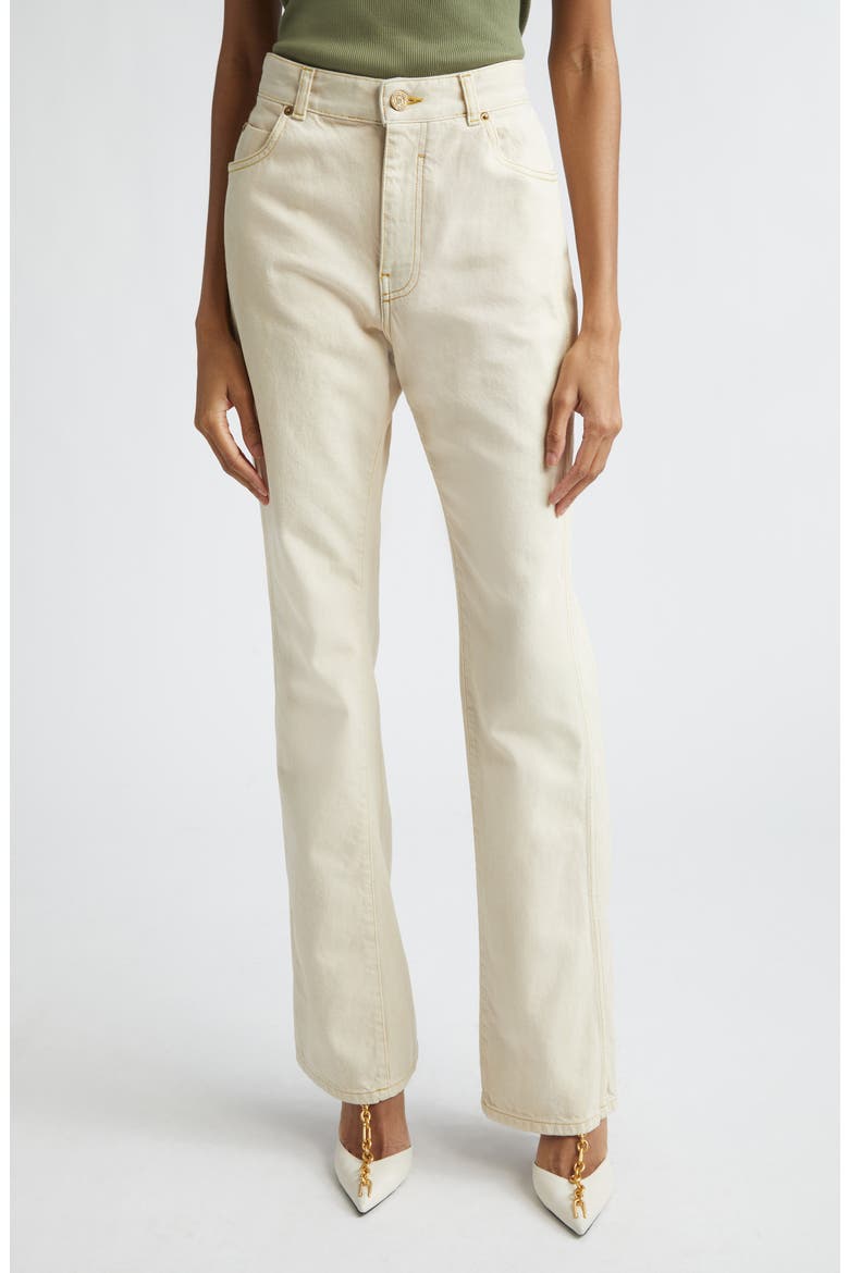 High Waist Tailored Jeans, Main, color, BEIGE