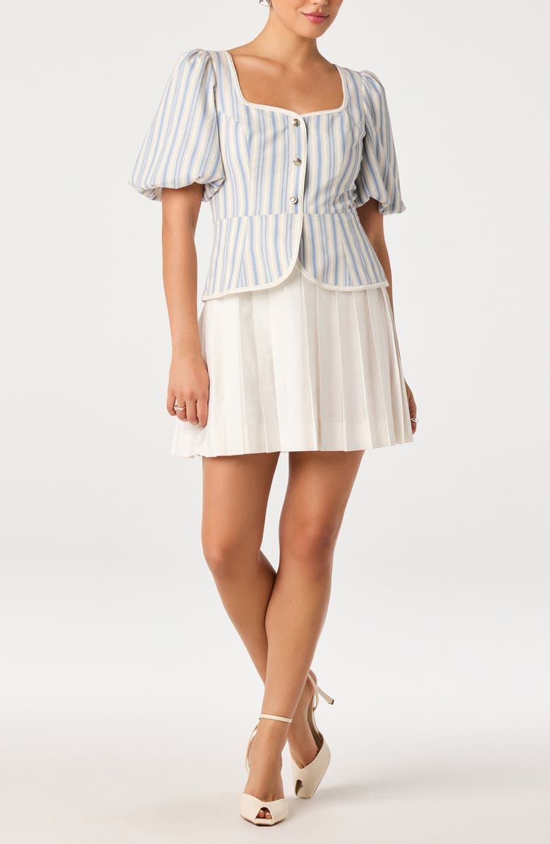 ASTR the Label Brigitta Mixed Media Dress, Alternate, color, White Blue Stripe