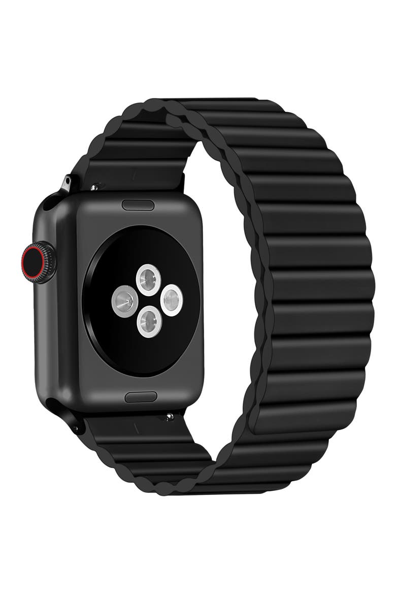 Silicone 22mm Apple Watch® Watchband, Alternate, color, BLACK