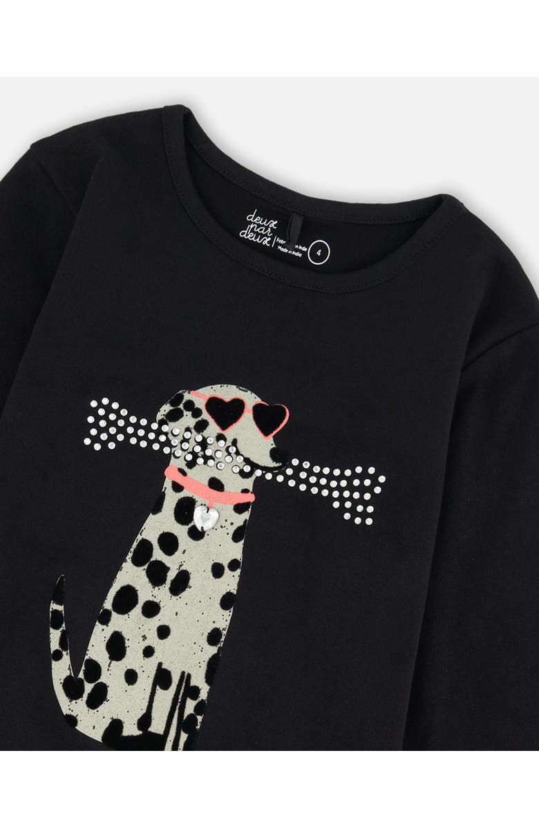 Deux par Deux Organic Cotton T-Shirt with Dalmatian, Alternate, color, Black