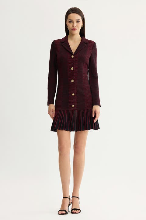 x Anna Marie A-Line Flounce Hem Tweed Knit Dress