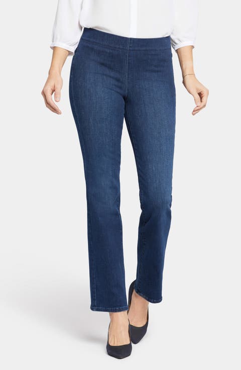 Pull On Straight Leg Jeans