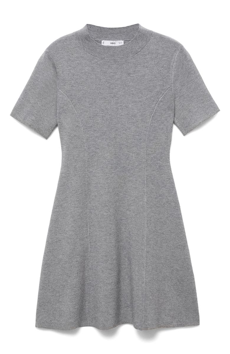 MANGO Domino Seamed Minidress, Alternate, color, Medium Heather Grey