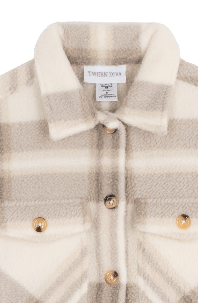 Tween Diva Kids' Shacket, T-shirt & Wide Leg Pants Set, Alternate, color, Beige