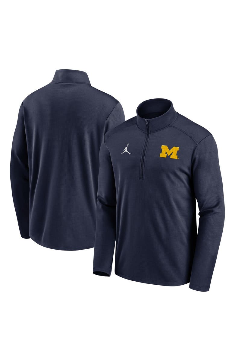 Jordan Brand Men's Jordan Brand Navy Michigan Wolverines Primetime Pacer Performance Half-Zip Top, Main, color,