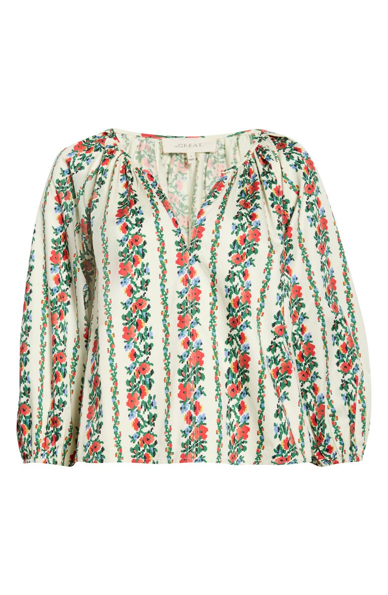 THE GREAT. The Chariot Floral Cotton Peasant Top, Alternate, color, Tapestry Floral