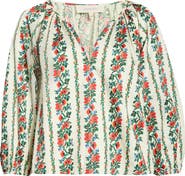 THE GREAT. The Chariot Floral Cotton Peasant Top