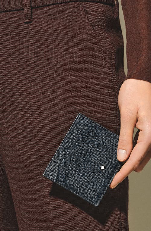 Montblanc Sartorial Leather Card Holder In Blue