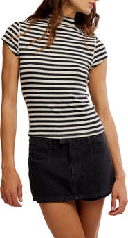 Free People Lola Stripe Funnel Neck Knit Top