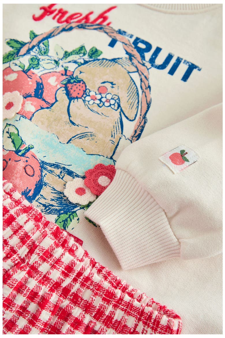Kids' Fruit Sweatshirt & Frill Shorts Set, Alternate, color, CREAM
