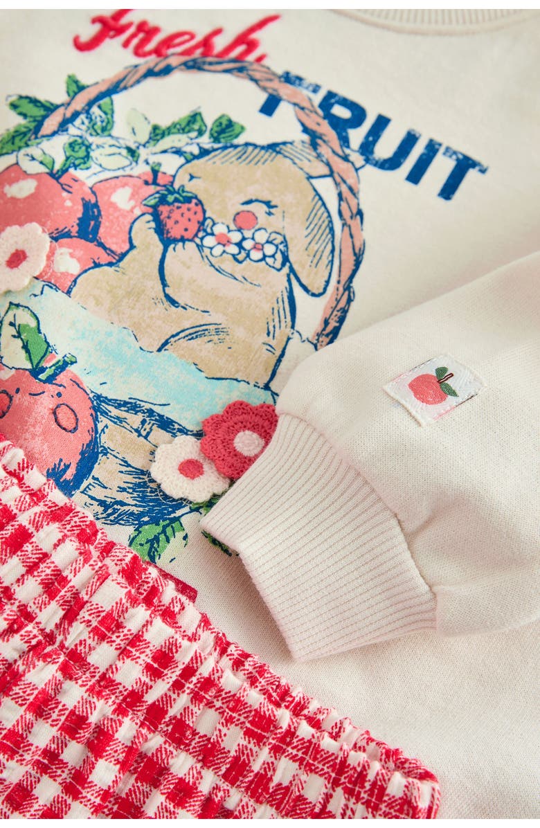 NEXT Kids' Fruit Sweatshirt & Frill Shorts Set, Alternate, color, Cream