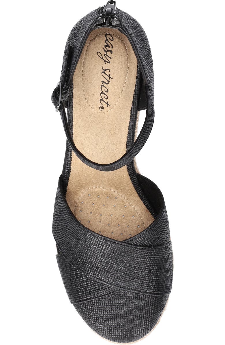 EASY STREET Coast Espadrille Wedge Sandal, Alternate, color, Black Linen Embossed