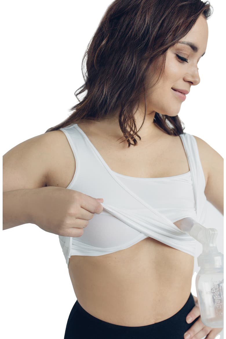 X Maternity, Nursing + Hands - Free Pumping Bra, Alternate, color, WHITE