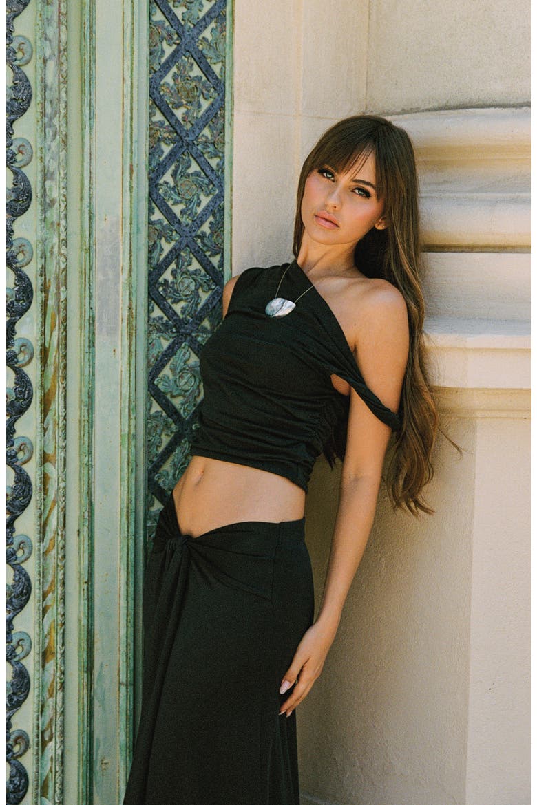 Moonlit Asymmetrical Cover-Up Top, Alternate, color, BLACK