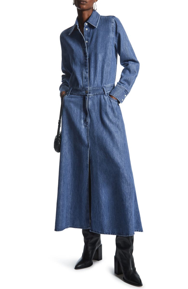 COS A-Line Long Sleeve Denim Dress, Main, color, 
