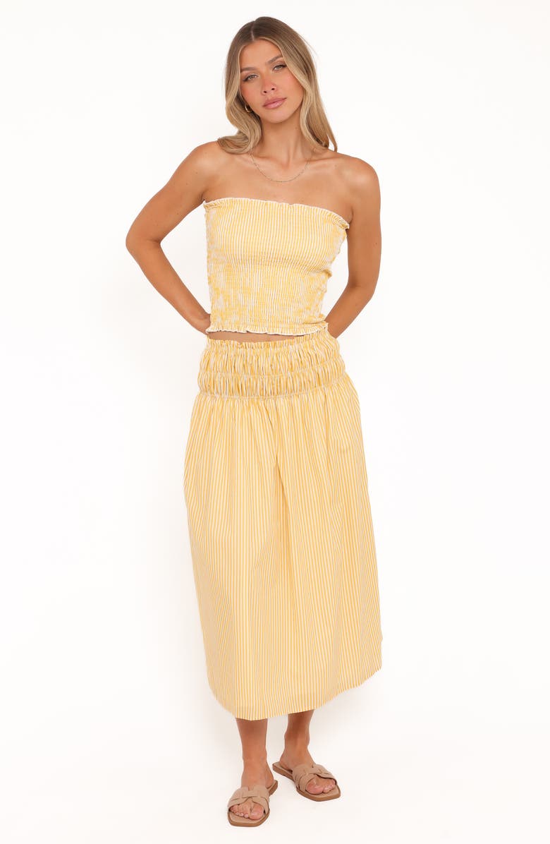 Petal & Pup Salome Stripe Cotton Maxi Skirt, Alternate, color, Mango Stripe