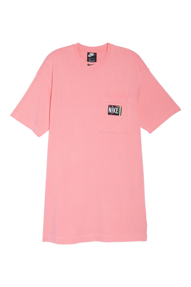 Sportswear Washed T-Shirt Dress, Alternate, color, SUNSET PULSE/ BLACK