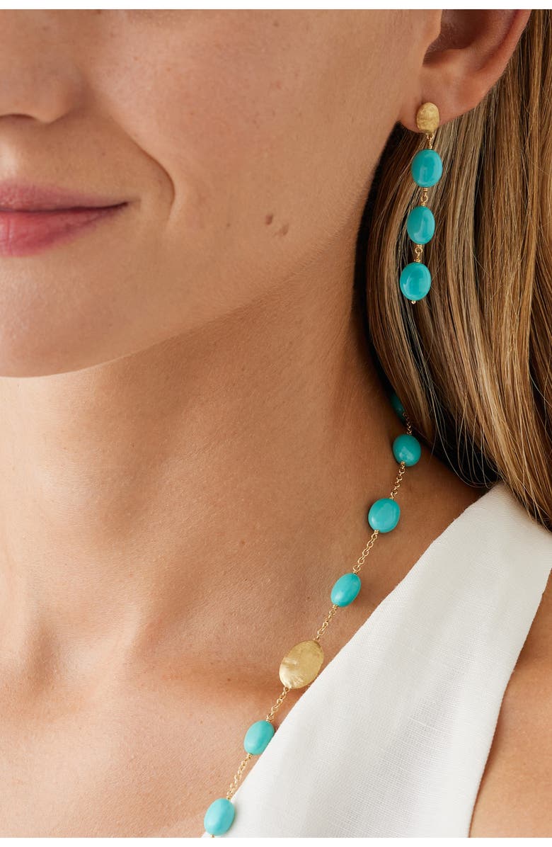Marco Bicego Siviglia Turquoise Drop Earrings, Alternate, color, 18K Yellow Gold
