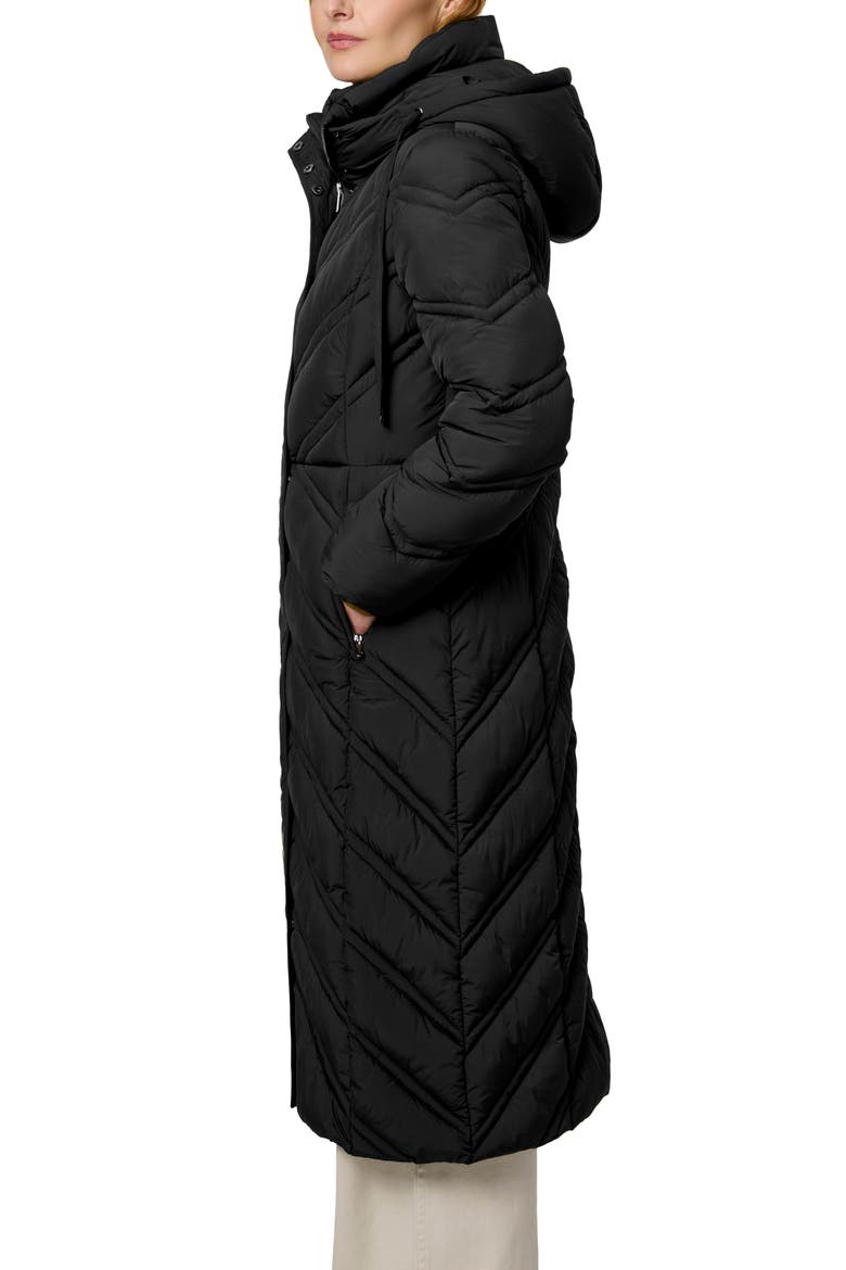 Longline Hooded Puffer Jacket, Alternate, color, BLACK