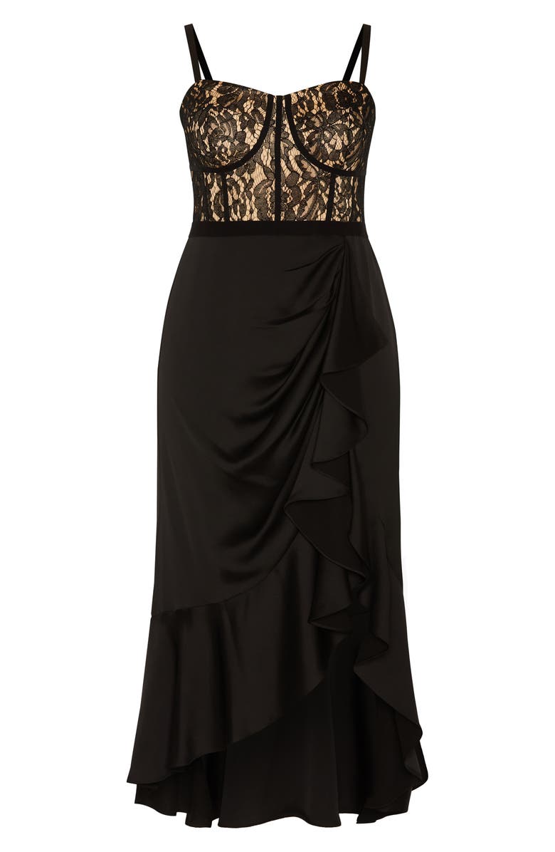 City Chic Lace Convertible High-Low Gown, Alternate, color, Black