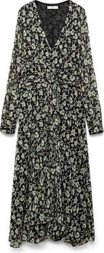 MANGO Floral Long Sleeve Chiffon Dress