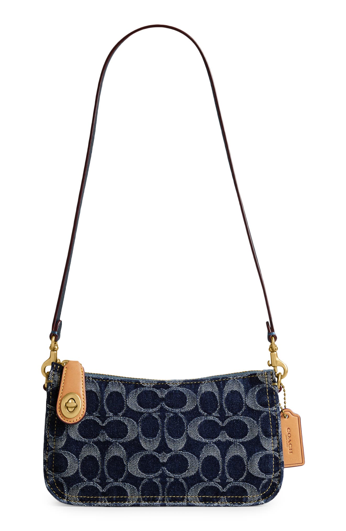 Logo Monogram Convertible Denim Clutch, Main, color, B4/ BLUE