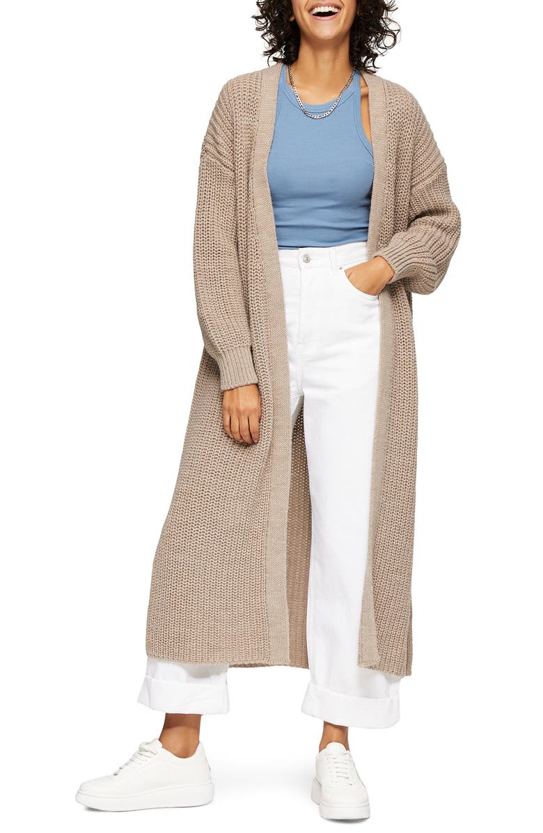 Topshop Open Front Maxi Cardigan, Main, color,