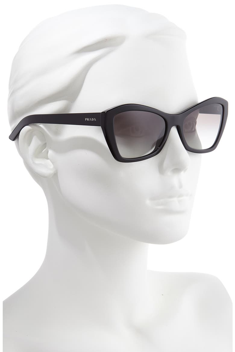 55mm Gradient Butterfly Sunglasses, Alternate, color, BLACK/ GREY GRADIENT