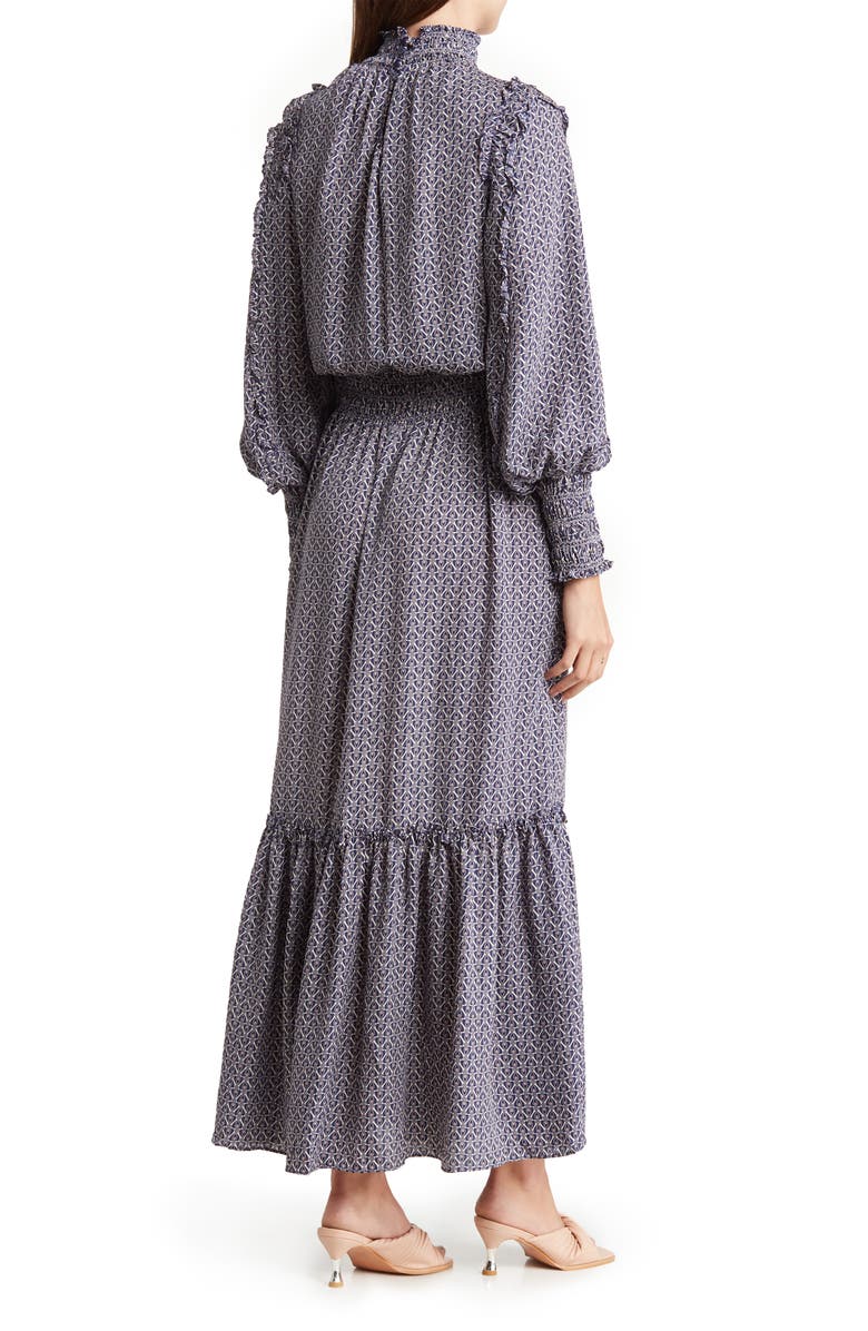 MAX STUDIO Mock Neck Smocked Printed Maxi Dress, Alternate, color, 