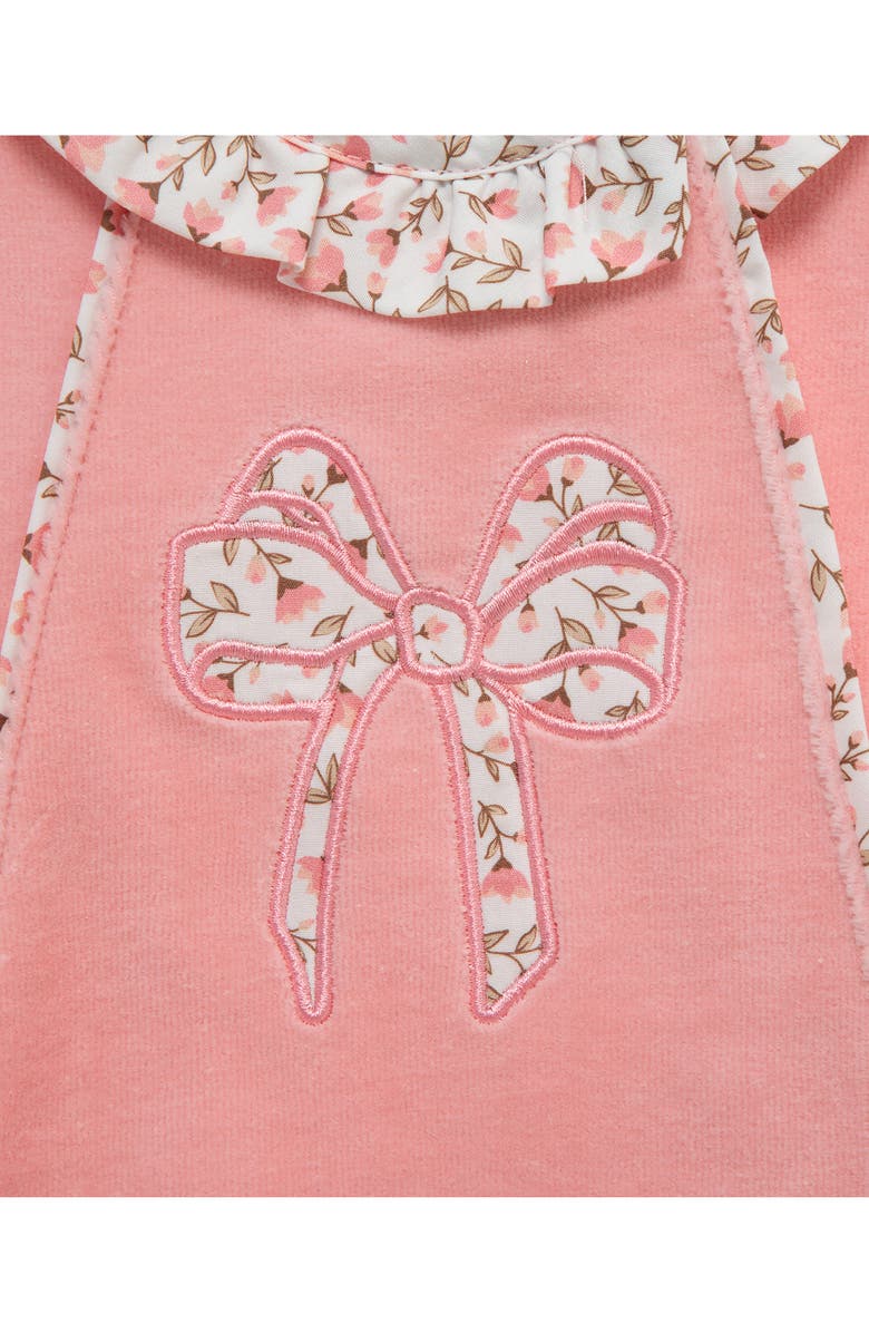 Little Me Floral Bow Velour Footie, Alternate, color, Pink