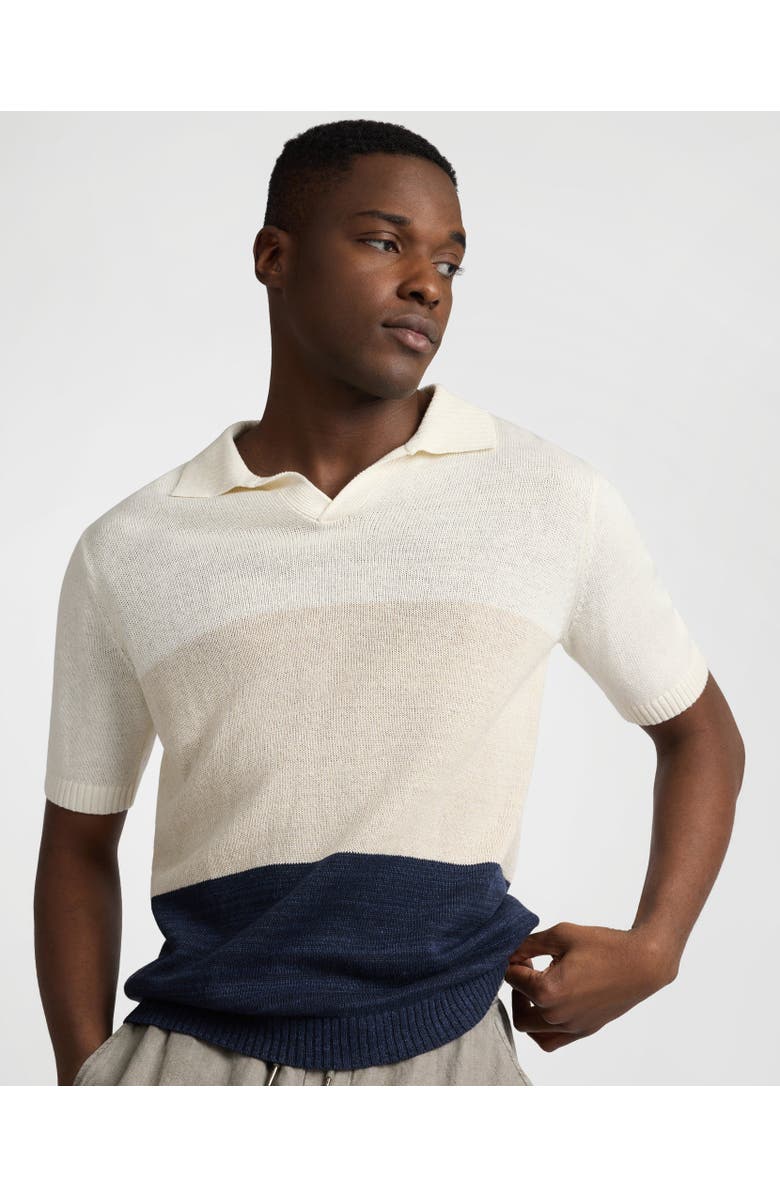 Onia Silk Linen Short Sleeve Johnny Polo, Main, color, Melange