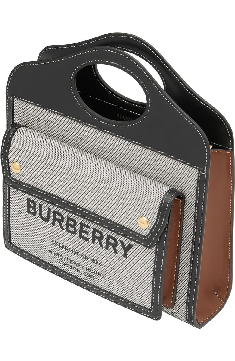 Burberry Mini Horseferry Logo Canvas & Leather Pocket Bag, Alternate, color,