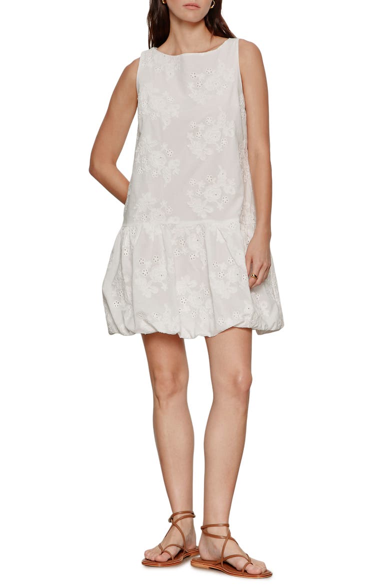 Garden Cotton Eyelet Bubble Hem Minidress, Main, color, WHITE