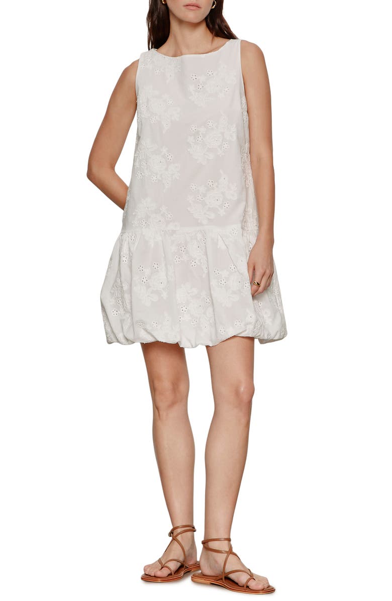 Sanctuary Garden Cotton Eyelet Bubble Hem Minidress, Main, color, White