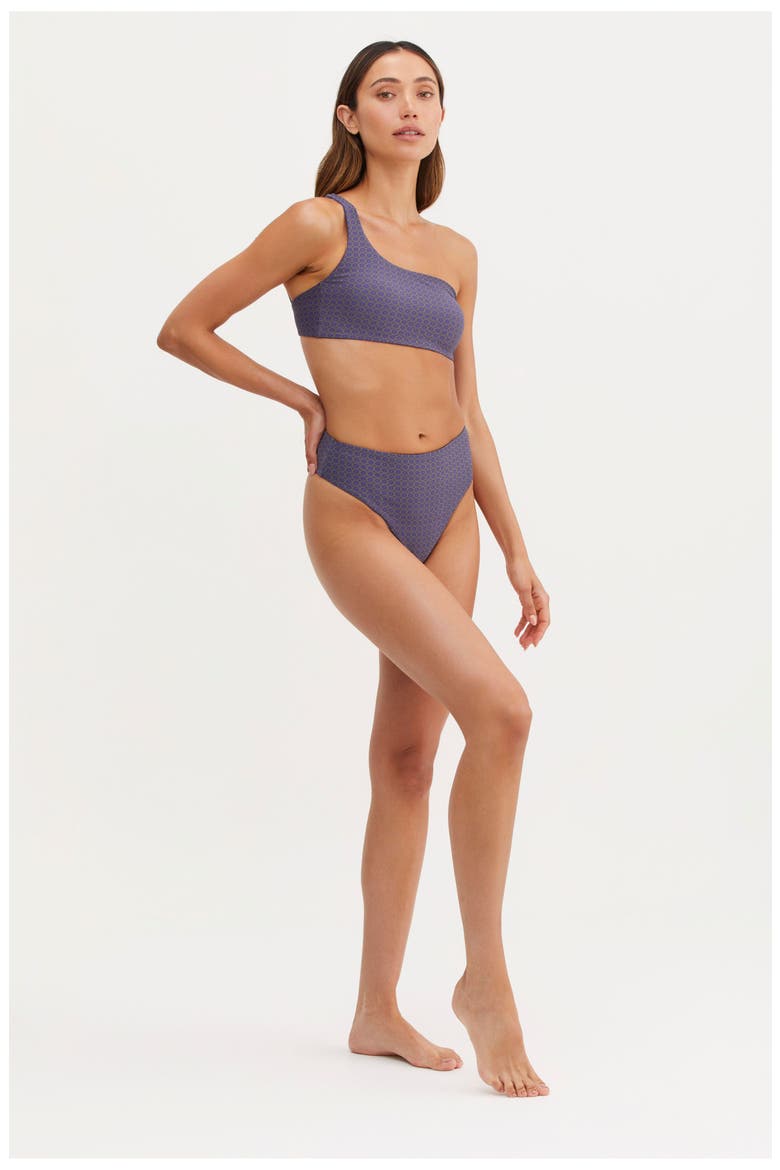 Mona One Shoulder Bikini Top, Alternate, color, NAVY/OLIVE