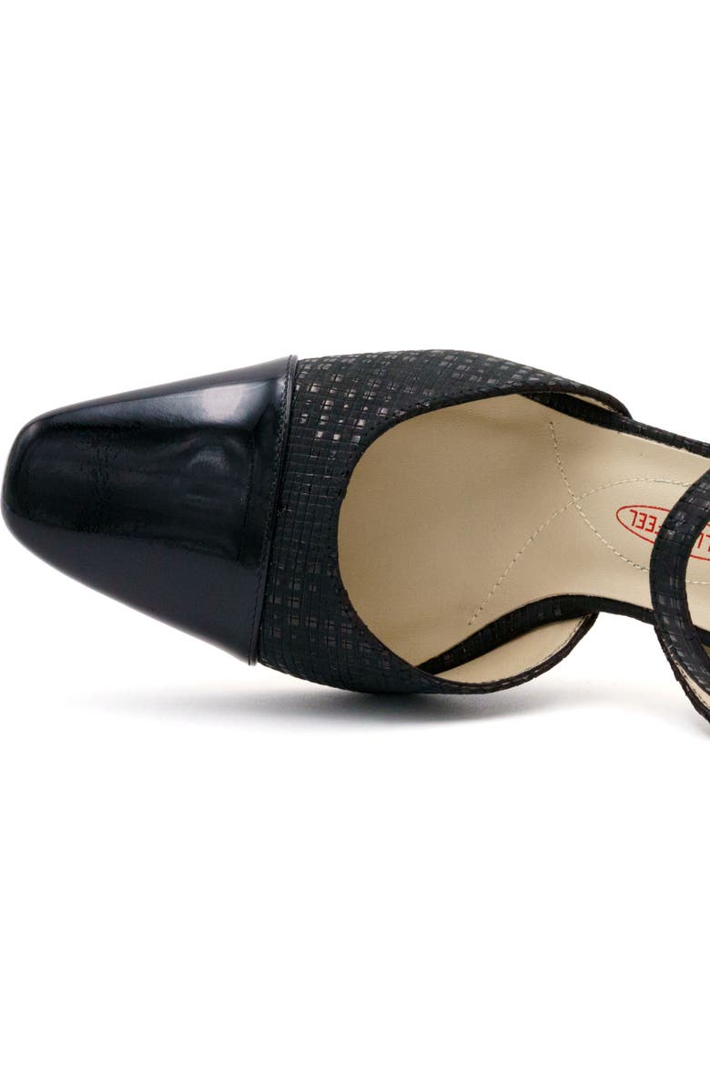 Amalfi by Rangoni Florentia Ankle Strap Cap Toe Pump, Alternate, color, Black Software Black Vernice