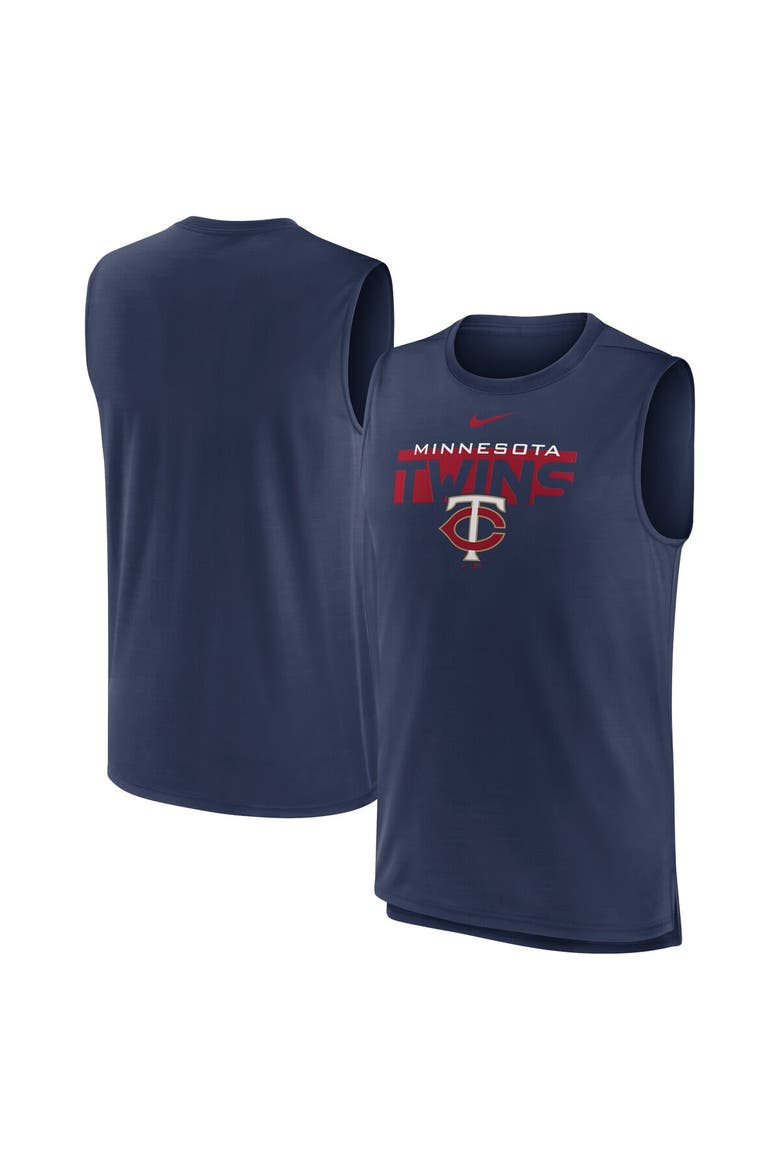 Men's Nike Navy Minnesota Twins Knockout Stack Exceed Performance Muscle Tank Top, Main, color, Navy