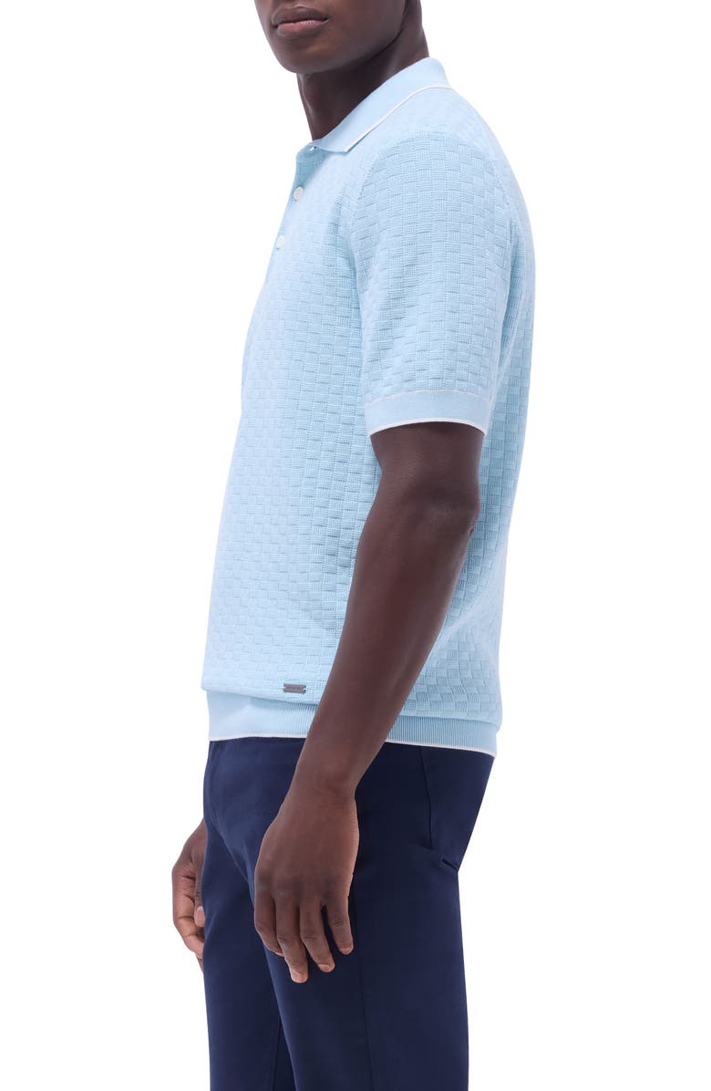 Bugatchi Tipped Contrast Collar Polo Sweater, Alternate, color, Ice