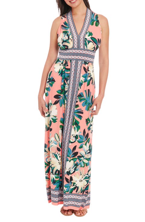 Floral V-Neck Sleeveless Maxi Dress