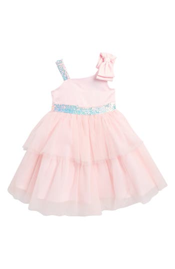 Rare Editions Kids' Asymmetric Bow Satin Dress