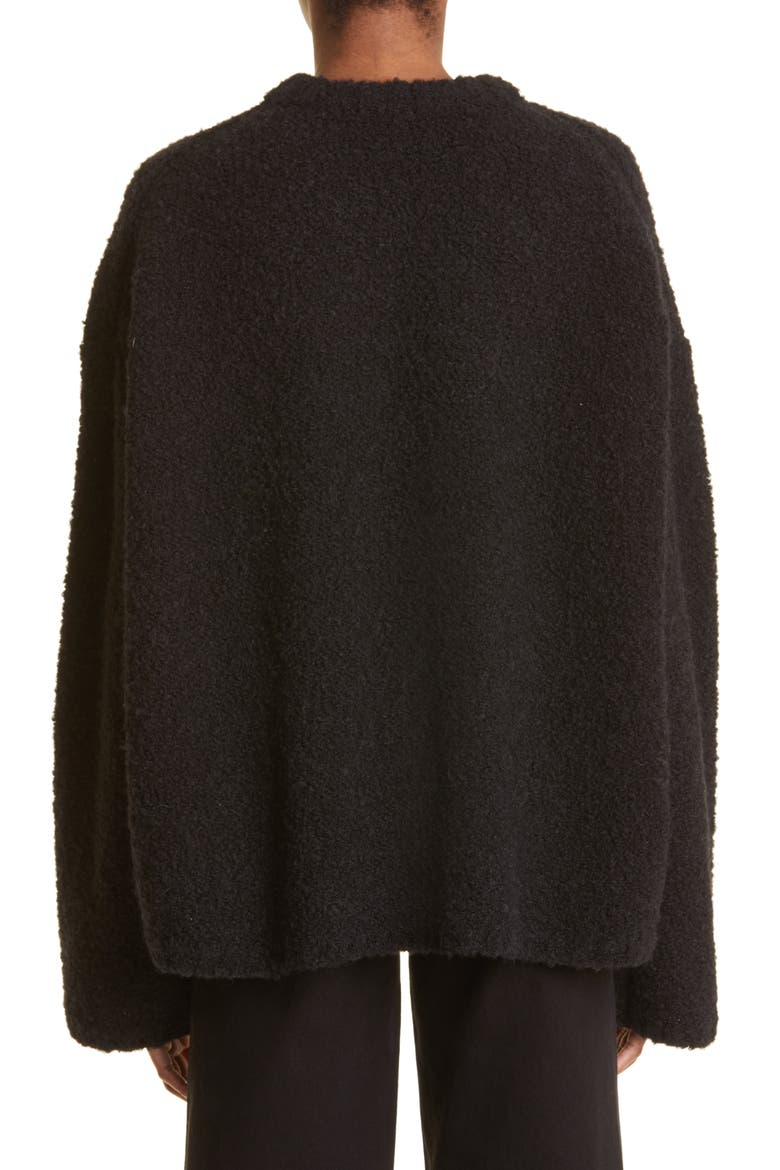 Boxy Wool & Alpaca Bouclé Sweater, Alternate, color, BLACK