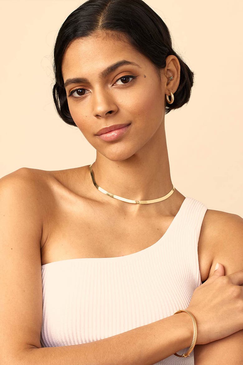 14K Gold Park Avenue Statement Herringbone Chain, Alternate, color, Yellow Gold