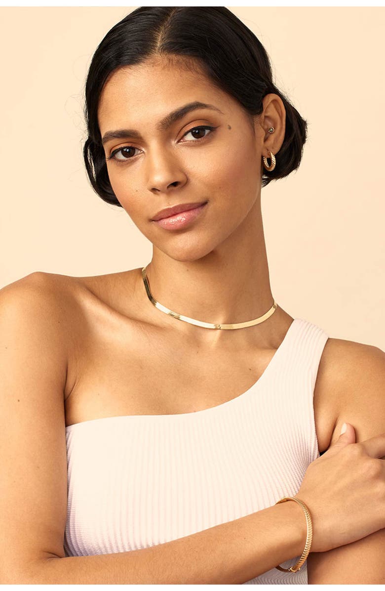 Oradina 10K Gold Park Avenue Statement Herringbone Chain, Alternate, color, Yellow Gold